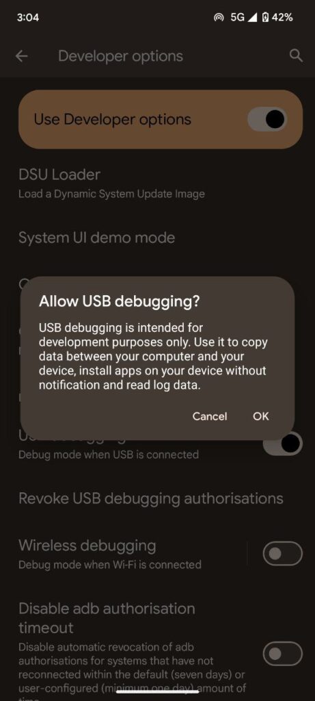 Pixel-usb-debugging