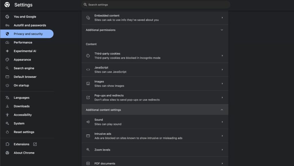 chrome-additional-site-settings